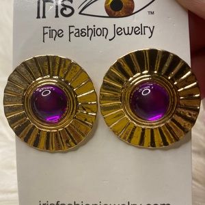 Gold tone with Purple Stone Earring